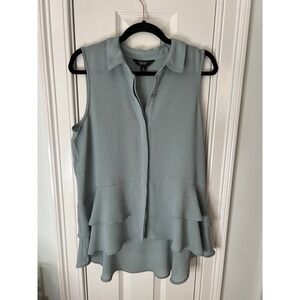 Simply Vera Vera Wang Sleeveless Ruffle Hem Blouse Sage Green Medium